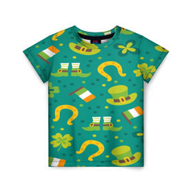 Детская футболка 3D с принтом День святого Патрика в Белгороде, 100% гипоаллергенный полиэфир | прямой крой, круглый вырез горловины, длина до линии бедер, чуть спущенное плечо, ткань немного тянется | Тематика изображения на принте: зеленая | ирландия