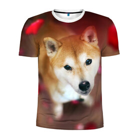 Мужская футболка 3D спортивная с принтом Love в Белгороде, 100% полиэстер с улучшенными характеристиками | приталенный силуэт, круглая горловина, широкие плечи, сужается к линии бедра | dog | ину | пес | сиба | сиба ину | собака