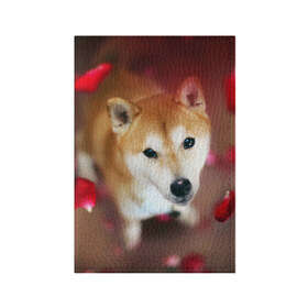 Обложка для паспорта матовая кожа с принтом Love в Белгороде, натуральная матовая кожа | размер 19,3 х 13,7 см; прозрачные пластиковые крепления | Тематика изображения на принте: dog | ину | пес | сиба | сиба ину | собака