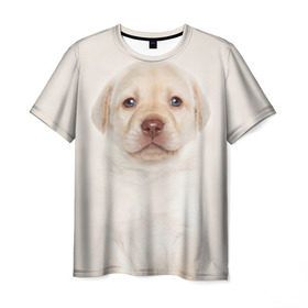 Мужская футболка 3D с принтом Лабрадор в Белгороде, 100% полиэфир | прямой крой, круглый вырез горловины, длина до линии бедер | dog | labrador | puppy | порода | собака | собачка | щенок