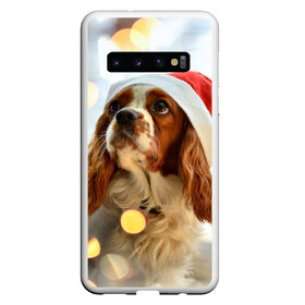 Чехол для Samsung Galaxy S10 с принтом Рождество в Белгороде, Силикон | Область печати: задняя сторона чехла, без боковых панелей | Тематика изображения на принте: dog | кавалер кинг чарльз спаниель | новый год | пес | рождество | собака