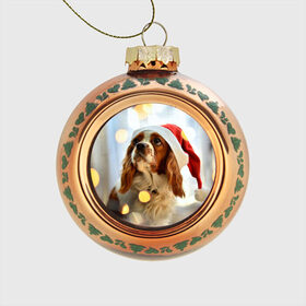 Стеклянный ёлочный шар с принтом Рождество в Белгороде, Стекло | Диаметр: 80 мм | dog | кавалер кинг чарльз спаниель | новый год | пес | рождество | собака