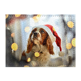 Обложка для студенческого билета с принтом Рождество в Белгороде, натуральная кожа | Размер: 11*8 см; Печать на всей внешней стороне | dog | кавалер кинг чарльз спаниель | новый год | пес | рождество | собака