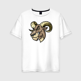 Женская футболка хлопок Oversize с принтом Овен в Белгороде, 100% хлопок | свободный крой, круглый ворот, спущенный рукав, длина до линии бедер
 | баран | босс | животное | монстр | овен