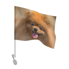 Флаг для автомобиля с принтом Милашка в Белгороде, 100% полиэстер | Размер: 30*21 см | dog | пес | померанский | собака | шпиц | щеночек