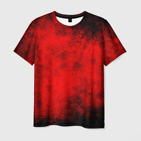 Мужская футболка 3D с принтом Grunge red в Белгороде, 100% полиэфир | прямой крой, круглый вырез горловины, длина до линии бедер | Тематика изображения на принте: watercolor | абстракция красок | акварель | брызги красок | живопись | краска | потертость красок