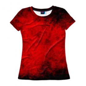 Женская футболка 3D с принтом Grunge red в Белгороде, 100% полиэфир ( синтетическое хлопкоподобное полотно) | прямой крой, круглый вырез горловины, длина до линии бедер | watercolor | абстракция красок | акварель | брызги красок | живопись | краска | потертость красок
