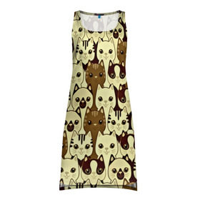 Платье-майка 3D с принтом Коты бомбинг в Белгороде, 100% полиэстер | полуприлегающий силуэт, широкие бретели, круглый вырез горловины, удлиненный подол сзади. | 3d | животные | коты | котэ | котята | милые животные | прикольные | цветные | яркие