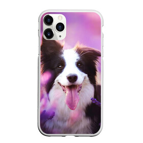 Чехол для iPhone 11 Pro матовый с принтом Happy в Белгороде, Силикон |  | Тематика изображения на принте: dog | бордер колли | пес | собака