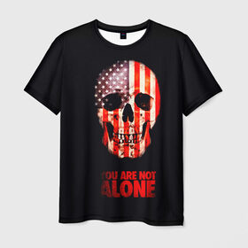 Мужская футболка 3D с принтом Ты не одинок! в Белгороде, 100% полиэфир | прямой крой, круглый вырез горловины, длина до линии бедер | Тематика изображения на принте: 3d | америка | арт | краска | прикольные | сша | ты не одинок | череп