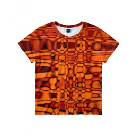 Детская футболка 3D с принтом Апельсиновая абстракция в Белгороде, 100% гипоаллергенный полиэфир | прямой крой, круглый вырез горловины, длина до линии бедер, чуть спущенное плечо, ткань немного тянется | 