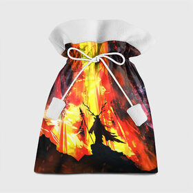 Подарочный 3D мешок с принтом Колдун в Белгороде, 100% полиэстер | Размер: 29*39 см | волшебник | вулкан | горы | камни | копьё | лава | огонь | пламя | рога | фантастика | шаман