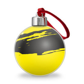 Ёлочный шар с принтом Чёрно-жёлтый в Белгороде, Пластик | Диаметр: 77 мм | краски | мазок