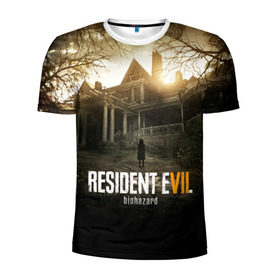 Мужская футболка 3D спортивная с принтом Resident Evil в Белгороде, 100% полиэстер с улучшенными характеристиками | приталенный силуэт, круглая горловина, широкие плечи, сужается к линии бедра | horror | jovovich | milla | zombie | вирус | зло | зомби | йовович | милла | обитель | ужас
