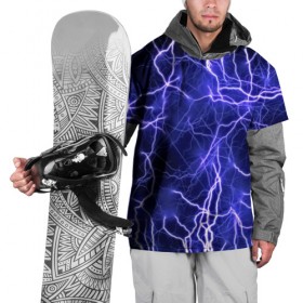 Накидка на куртку 3D с принтом Молнии в Белгороде, 100% полиэстер |  | ток | фиолетовый | электричество