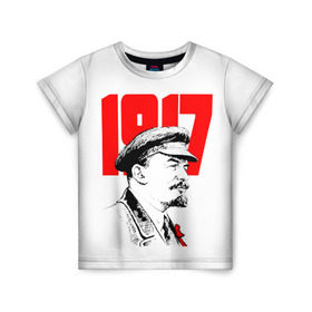 Детская футболка 3D с принтом Ленин в Белгороде, 100% гипоаллергенный полиэфир | прямой крой, круглый вырез горловины, длина до линии бедер, чуть спущенное плечо, ткань немного тянется | 1917 | 2017 | lenin | владимир | ильич | ленин | о.м.с.к | революция | социализм | ссср