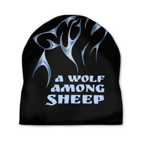 Шапка 3D с принтом Волк среди овец в Белгороде, 100% полиэстер | универсальный размер, печать по всей поверхности изделия | wolf among sheep | татуировка | хищник