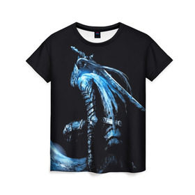 Женская футболка 3D с принтом Dark Souls в Белгороде, 100% полиэфир ( синтетическое хлопкоподобное полотно) | прямой крой, круглый вырез горловины, длина до линии бедер | dark souls | praise the sun | you died | дарк соулс | темные души