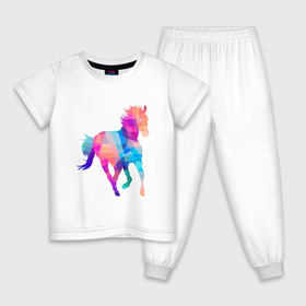 Детская пижама хлопок с принтом Poly в Белгороде, 100% хлопок |  брюки и футболка прямого кроя, без карманов, на брюках мягкая резинка на поясе и по низу штанин
 | жеребец | конь | лошадь | полигон | феррари
