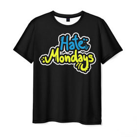 Мужская футболка 3D с принтом Ненавижу понедельники! в Белгороде, 100% полиэфир | прямой крой, круглый вырез горловины, длина до линии бедер | hate monday | светящиеся | флуоресцентный | флюр | флюровый
