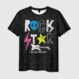 Мужская футболка 3D с принтом Рождён быть рок-звездой в Белгороде, 100% полиэфир | прямой крой, круглый вырез горловины, длина до линии бедер | музыка | рок | светящиеся | светящиеся краски | флуоресцентные краски | флюоресценция | флюр | флюро краска | флюро краски | флюро покрытие | флюро принты | флюро рисунки | флюровые краски