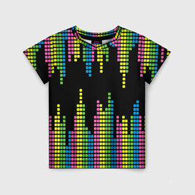 Детская футболка 3D с принтом Эквалайзер в Белгороде, 100% гипоаллергенный полиэфир | прямой крой, круглый вырез горловины, длина до линии бедер, чуть спущенное плечо, ткань немного тянется | equalizer | светящиеся | флуоресцентный | флюр | флюровый