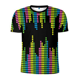 Мужская футболка 3D спортивная с принтом Эквалайзер в Белгороде, 100% полиэстер с улучшенными характеристиками | приталенный силуэт, круглая горловина, широкие плечи, сужается к линии бедра | equalizer | светящиеся | флуоресцентный | флюр | флюровый