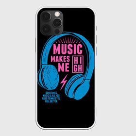 Чехол для iPhone 12 Pro Max с принтом Музыка делает меня лучше в Белгороде, Силикон |  | music | наушники | светящиеся | флуоресцентный | флюр | флюровый