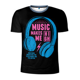 Мужская футболка 3D спортивная с принтом Музыка делает меня лучше в Белгороде, 100% полиэстер с улучшенными характеристиками | приталенный силуэт, круглая горловина, широкие плечи, сужается к линии бедра | music | наушники | светящиеся | флуоресцентный | флюр | флюровый