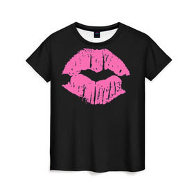 Женская футболка 3D с принтом Чмок в Белгороде, 100% полиэфир ( синтетическое хлопкоподобное полотно) | прямой крой, круглый вырез горловины, длина до линии бедер | губы | светящиеся | флуоресцентный | флюр | флюровый