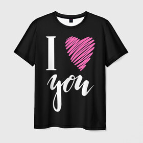 Мужская футболка 3D с принтом I love you в Белгороде, 100% полиэфир | прямой крой, круглый вырез горловины, длина до линии бедер | люблю тебя | светящиеся | флуоресцентный | флюр | флюровый