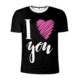 Мужская футболка 3D спортивная с принтом I love you в Белгороде, 100% полиэстер с улучшенными характеристиками | приталенный силуэт, круглая горловина, широкие плечи, сужается к линии бедра | люблю тебя | светящиеся | флуоресцентный | флюр | флюровый