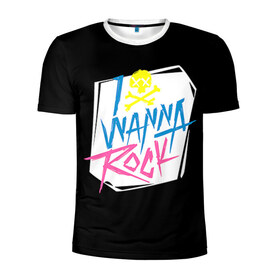 Мужская футболка 3D спортивная с принтом I Wanna Rock! в Белгороде, 100% полиэстер с улучшенными характеристиками | приталенный силуэт, круглая горловина, широкие плечи, сужается к линии бедра | светящиеся | флуоресцентный | флюр | флюровый