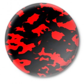 Значок с принтом Маскирующая окраска в Белгороде,  металл | круглая форма, металлическая застежка в виде булавки | красный | черный