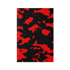 Обложка для паспорта матовая кожа с принтом Маскирующая окраска в Белгороде, натуральная матовая кожа | размер 19,3 х 13,7 см; прозрачные пластиковые крепления | красный | черный