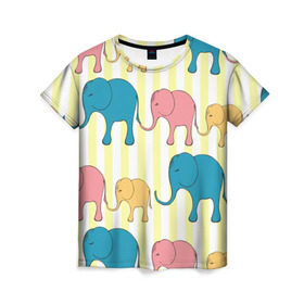 Женская футболка 3D с принтом Слоники в Белгороде, 100% полиэфир ( синтетическое хлопкоподобное полотно) | прямой крой, круглый вырез горловины, длина до линии бедер | elephant | hipster | индия | йога | слон | хипстер
