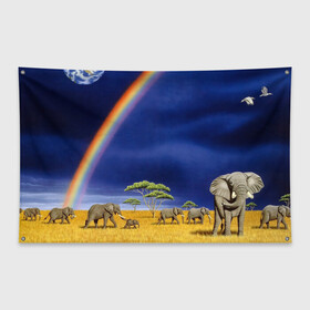 Флаг-баннер с принтом Мир в Белгороде, 100% полиэстер | размер 67 х 109 см, плотность ткани — 95 г/м2; по краям флага есть четыре люверса для крепления | Тематика изображения на принте: elephant | hipster | индия | йога | слон | хипстер