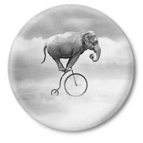 Значок с принтом Hipster Bike в Белгороде,  металл | круглая форма, металлическая застежка в виде булавки | elephant | hipster | индия | йога | слон | хипстер
