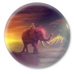 Значок с принтом Индия в Белгороде,  металл | круглая форма, металлическая застежка в виде булавки | elephant | hipster | индия | йога | слон | хипстер
