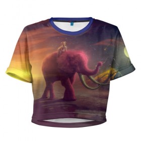 Женская футболка 3D укороченная с принтом Индия в Белгороде, 100% полиэстер | круглая горловина, длина футболки до линии талии, рукава с отворотами | elephant | hipster | индия | йога | слон | хипстер