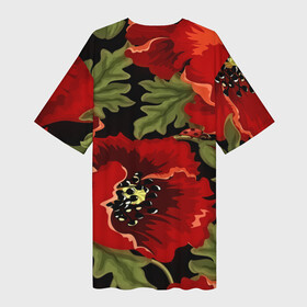 Платье-футболка 3D с принтом Цветение мака в Белгороде,  |  | Тематика изображения на принте: flower | красные | полевой цветок | природа | розы | текстуры | цветочки | цветы