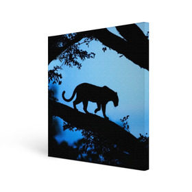 Холст квадратный с принтом Чёрная пантера в Белгороде, 100% ПВХ |  | Тематика изображения на принте: африка | вечер | дерево | дикая кошка | закат | леопард | сафари | ягуар
