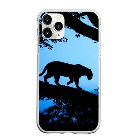 Чехол для iPhone 11 Pro матовый с принтом Чёрная пантера в Белгороде, Силикон |  | Тематика изображения на принте: африка | вечер | дерево | дикая кошка | закат | леопард | сафари | ягуар
