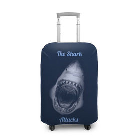 Чехол для чемодана 3D с принтом the shark attacks в Белгороде, 86% полиэфир, 14% спандекс | двустороннее нанесение принта, прорези для ручек и колес | shark | акула | глубина | зубы | море | океан | пасть | укус | хищник