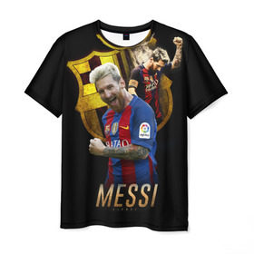Мужская футболка 3D с принтом Messi в Белгороде, 100% полиэфир | прямой крой, круглый вырез горловины, длина до линии бедер | barcelona | lionel  messi | messi | барса | барселона | лионель месси | футбол | футбольный  клуб барселона