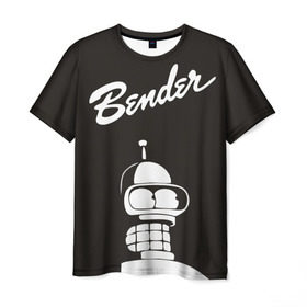 Мужская футболка 3D с принтом Бендер в Белгороде, 100% полиэфир | прямой крой, круглый вырез горловины, длина до линии бедер | bender | futurama | бендер | футурама