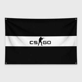Флаг-баннер с принтом CS GO черно-белый в Белгороде, 100% полиэстер | размер 67 х 109 см, плотность ткани — 95 г/м2; по краям флага есть четыре люверса для крепления | cs go | контер страйк | контра