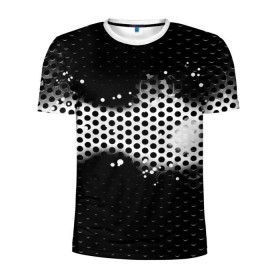 Мужская футболка 3D спортивная с принтом Серая сетка в Белгороде, 100% полиэстер с улучшенными характеристиками | приталенный силуэт, круглая горловина, широкие плечи, сужается к линии бедра | Тематика изображения на принте: 