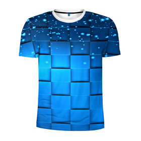 Мужская футболка 3D спортивная с принтом Волшебные кубики в Белгороде, 100% полиэстер с улучшенными характеристиками | приталенный силуэт, круглая горловина, широкие плечи, сужается к линии бедра | 3d | грань | краски | кубик | кубики | линии | мозаика | прикольные | разноцветные | ребро | текстура | тени | узор