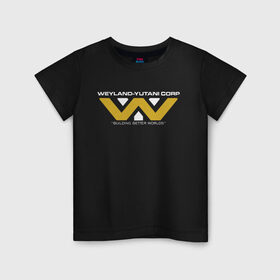 Детская футболка хлопок с принтом Weyland-Yutani в Белгороде, 100% хлопок | круглый вырез горловины, полуприлегающий силуэт, длина до линии бедер | Тематика изображения на принте: чужой завет
